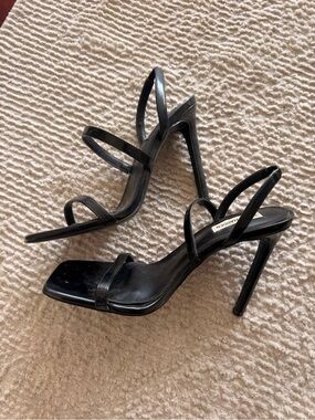 Steve Madden Black Patent Strappy Stiletto Sandals